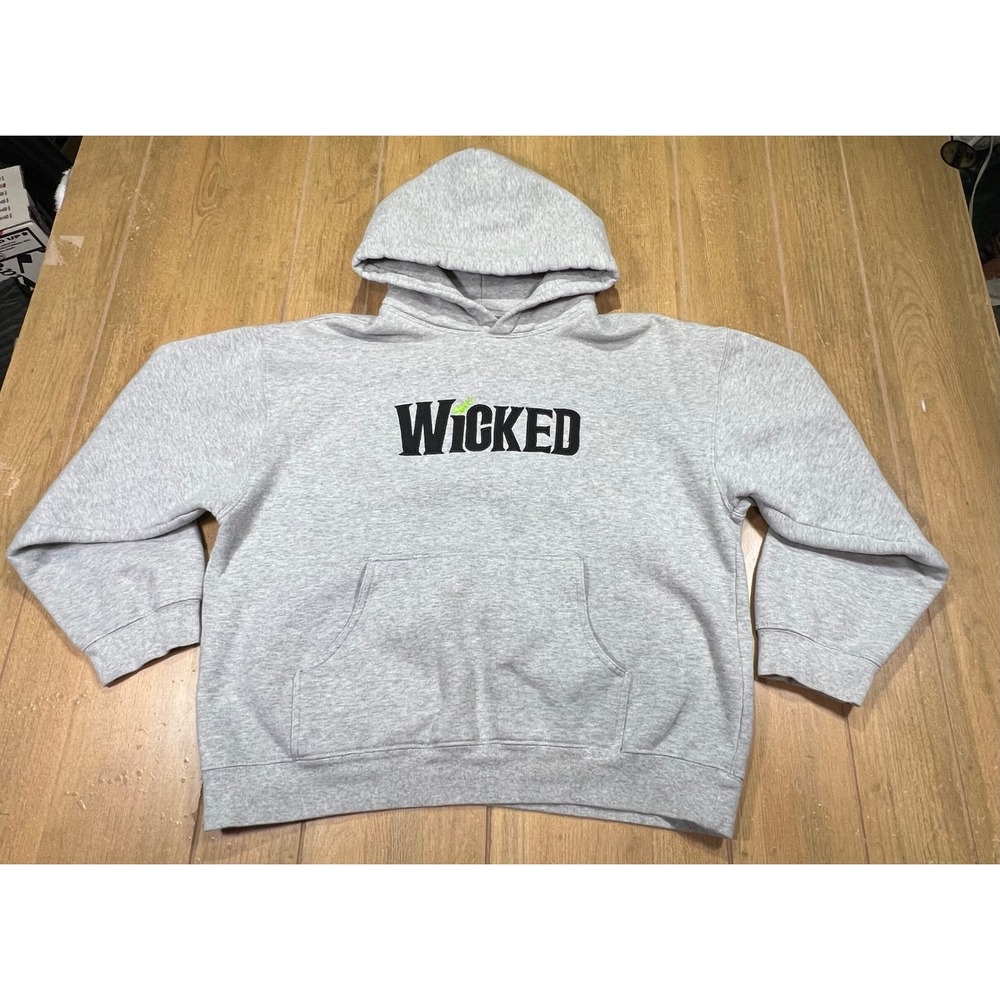 Wicked Musical Green For Good Organic Cotton Grey Hoodie Large Embroidered Logo